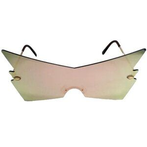 6093 | Gold/Green Mirrored Rimless Shield Sunglasses